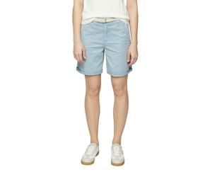 Chinoshorts S.OLIVER, Damen, Gr. 46, N-Gr, blau (pastel blau), Obermaterial: 98% Baumwolle, 2% Elasthan, unifarben, regular fit kniefrei, Hosen Chinoshorts, Sommerhose mit geflochtenem Gürtel (5657403