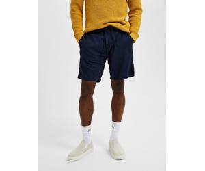 Chinoshorts SELECTED "SLHREGULAR-BRODY SUN SHORTS NOOS", Herren, Gr. S, N-Gr, blau (schwarz sapphir), Web, Obermaterial: 54% Baumwolle, 45% Leinen, 1% Elasthan, unifarben, regular fit ca. Mitte Obersc