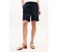 Chinoshorts TOMMY HILFIGER "CO GMD BLEND CHINO SHORT", Damen, Gr. 38, N-Gr, schwarz night navy, Web, Obermaterial: 65% Baumwolle, 33% Lyocell, 2% Elasthan, unifarben, gerade kurz, Hosen Chinoshorts, m
