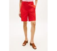 Chinoshorts TOMMY HILFIGER "CO GMD BLEND CHINO SHORT", Damen, Gr. 44, N-Gr, fireworks, Web, Obermaterial: 65% Baumwolle, 33% Lyocell, 2% Elasthan, unifarben, gerade kurz, Hosen Chinoshorts, mit geknöp