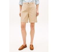 Chinoshorts TOMMY HILFIGER "CO GMD BLEND CHINO SHORT", Damen, Gr. 46, N-Gr, beige, Web, Obermaterial: 65% Baumwolle, 33% Lyocell, 2% Elasthan, unifarben, gerade kurz, Hosen Chinoshorts, mit geknöpften