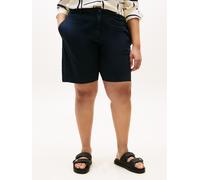 Chinoshorts TOMMY HILFIGER CURVE "CRV CO GMD BLEND CHINO SHORT", Damen, Gr. 52, N-Gr, schwarz night navy, Web, Obermaterial: 65% Baumwolle, 33% Lyocell, 2% Elasthan, unifarben, regular fit kurz, Hosen