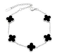 Chiorgone Vierblättriges Kleeblatt-Armband für Damen, 18 Karat vergoldet/Titanstahl, Glücksbringer, verstellbarer Schmuck, One Size, Titanstahl, Kein Edelstein