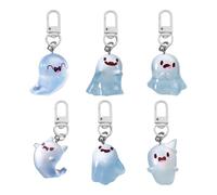 Chiusuet Night Glow Ghost Schlüsselanhänger, Halloween-Schlüsselanhänger, Geschenke für Frauen, Boo Basket Stuffers, gruselige Geschenke, Halloween-Korb-Ideen, 6 Stück., One size