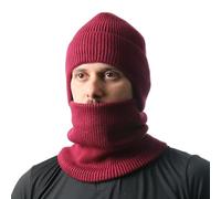 CHIZISX Strickmütze und Halstuch, Unisex, Design, Winter, Wärme, bequem, dehnbar, Kopfbedeckung, Schal für Outdoor-Aktivitäten, Strickmütze, Schal, weinrot, One size