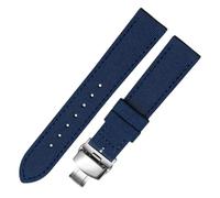 Chlikeyi 16-24-mm-Uhrenarmband aus Nylon und Leder, Armband mit silbernen Doppeldruckknöpfen, Blau, 18mm