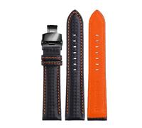 Chlikeyi 18-24-mm-Lederarmband, Armband mit schwarzen Doppeldruckknöpfen, Orange, 20mm