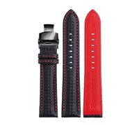 Chlikeyi 18-24-mm-Lederarmband, Armband mit schwarzen Doppeldruckknöpfen, Rot, 21mm