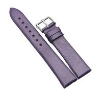 Chlikeyi 6-24mm Uhrenarmband aus echtem Leder für Herren und Damen mit Dornschließe, Lila Silber, 16 mm