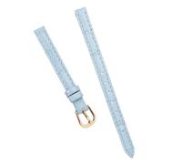 Chlikeyi Armband 8mm 10mm Echtleder für kleine Damen-Uhrenkette, Hellblaues Gold, 8-8mm