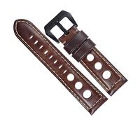 Chlikeyi Armband aus echtem Kalbsleder, 20-24mm, echtes Leder-Uhrenarmband, Dunkelbraun-Schwarz, 20 mm