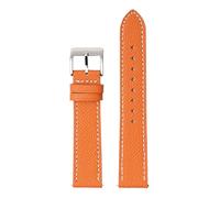 Chlikeyi Armband aus echtem Leder, Schnellverschluss, 18-22mm, Orangeweiß, 20mm