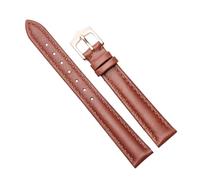 Chlikeyi Armband Echtleder Uhrenarmband Damen 14-16mm, Braunes Roségold, 16 mm