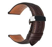 Chlikeyi Armband Rindsleder 20-24 mm mit Uhrenarmband aus Edelstahl 316L mit Schmetterlingsschnalle