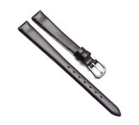 Chlikeyi Armband Universal Small Size Strap Damen Lederuhr mit roter 6/7/8/9/10mm Dornschließe, Schwarzes Silber, 11 mm