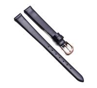 Chlikeyi Armband Universal Small Size Strap Damen Lederuhr mit roter 6/7/8/9/10mm Dornschließe, Schwarzes Roségold, 11 mm