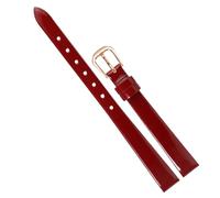 Chlikeyi Dünnes Uhrenarmband für Damen, echtes Leder, schmal, kleine Größe 6-18mm, mit roségoldener Dornschließe, Farbe 8, 6mm