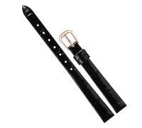 Chlikeyi Dünnes Uhrenarmband für Damen, echtes Leder, schmal, kleine Größe 6-18mm, mit roségoldener Dornschließe, Farbe 1, 6mm