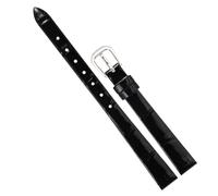 Chlikeyi Dünnes Uhrenarmband für Damen, echtes Leder, schmal, kleine Größe 6-18mm, mit silberner Dornschließe, Farbe 1, 9mm