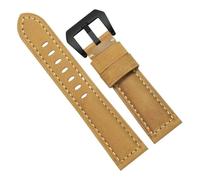 Chlikeyi Echtes Leder Herren Crazy Horse Leder Retro Rindsleder Uhrenarmband 22-26mm, Farbe 2, 26 mm