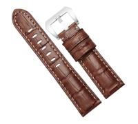 Chlikeyi Echtes Leder Herren Crazy Horse Leder Retro Rindsleder Uhrenarmband 22-26mm, Farbe 21, 26 mm