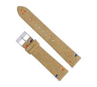 Chlikeyi Handgenähtes Wildleder-Uhrenarmband, 18/20mm, für Herren/Damen, beige/grün/blau, Schnellverschluss-Uhrenarmband, Beige, 18 mm