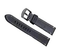 Chlikeyi Herren-Uhrenarmband aus genarbtem Leder, 18-22mm, Rindsleder, Litschi-Maserung, Armband, Uhrenzubehör, Schwarz Schwarz, 22 mm