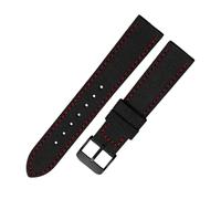 Chlikeyi Herren-Uhrenarmband aus Nylon-Canvas, 16-24mm, Armband mit schwarzer Dornschließe, rote Linie, Schwarz, 21mm
