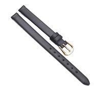 Chlikeyi Kleines, ultradünnes Uhrenarmband aus weichem Leder, echte Damenuhrenkette, einfarbig, 6-12mm, Schwarzes Gold, 11 mm
