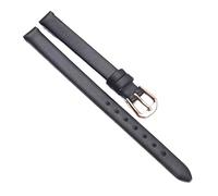 Chlikeyi Kleines, ultradünnes Uhrenarmband aus weichem Leder, echte Damenuhrenkette, einfarbig, 6-12mm, Schwarzes Roségold, 11 mm