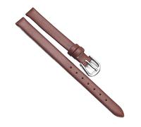 Chlikeyi Kleines, ultradünnes Uhrenarmband aus weichem Leder, echte Damenuhrenkette, einfarbig, 6-12mm, Braunes Silber, 12 mm