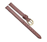 Chlikeyi Kleines, ultradünnes Uhrenarmband aus weichem Leder, echte Damenuhrenkette, einfarbig, 6-12mm, Braunes Gold, 11 mm