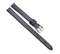 Chlikeyi Kleines, ultradünnes Uhrenarmband aus weichem Leder, echte Damenuhrenkette, einfarbig, 6-12mm, Schwarzes Silber, 7 mm