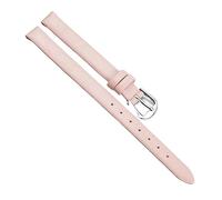 Chlikeyi Kleines, ultradünnes Uhrenarmband aus weichem Leder, echte Damenuhrenkette, einfarbig, 6-12mm, Rosa Silber, 10 mm