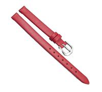 Chlikeyi Kleines, ultradünnes Uhrenarmband aus weichem Leder, echte Damenuhrenkette, einfarbig, 6-12mm, Rotsilber, 9 mm