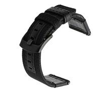 Chlikeyi Längeres Handgelenkband, Canvas-Nylon + Leder-Uhrenarmband, 20/22/24mm, Herren-Uhrenarmband, Uhrengürtel, Schwarz, 24 mm