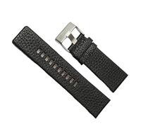 Chlikeyi Leder-Uhrenarmband-Ersatz, 26/27mm, Schwarz/Braun, Uhrengürtel, Uhrenarmband, Handgelenkband, Schwarzes Silber, 27 mm