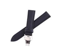 Chlikeyi Uhrenarmbänder aus echtem Leder, 12-24mm, Butterfly-Schnalle, Stahlschnalle, Schwarz, 12mm