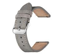 Chlikeyi Uhrenarmbänder aus mattem Rindsleder und Wildleder, 18-22mm, goldbraun, Uhrenarmband, Blau-Silber, 18 mm