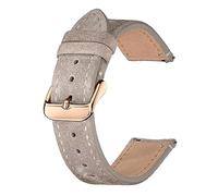 Chlikeyi Uhrenarmbänder aus mattem Rindsleder und Wildleder, 18-22mm, goldbraun, Uhrenarmband, Khaki-Roségold, 18 mm