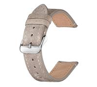 Chlikeyi Uhrenarmbänder aus mattem Rindsleder und Wildleder, 18-22mm, goldbraun, Uhrenarmband, Khaki-Silber, 18 mm