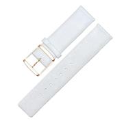 Chlikeyi Uhrenarmband aus echtem Leder, 12-22mm, Armband mit roségoldener Dornschließe, Leinwandbindung, Weiß, 22mm