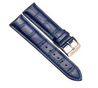 Chlikeyi Uhrenarmband aus echtem Leder für Damen, universelles Herrenarmband, 10-22mm, Blaues Roségold, 10 mm