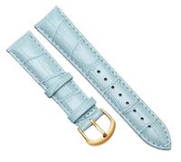 Chlikeyi Uhrenarmband aus echtem Leder für Damen, universelles Herrenarmband mit Dornschließe, 10-22mm, Hellblaues Gold, 18 mm