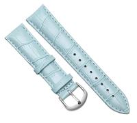 Chlikeyi Uhrenarmband aus echtem Leder für Damen, universelles Herrenarmband mit Dornschließe, 10-22mm, Hellblaues Silber, 22 mm
