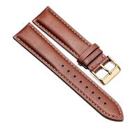 Chlikeyi Uhrenarmband aus echtem Leder für Herren und Damen, Top-Kalbsleder-Uhrenkette, Braunes Gold, 23 mm