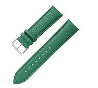 Chlikeyi Uhrenarmband aus echtem Leder mit Litschi-Muster, 12-22mm, für Damen und Herren, Grün, 14mm