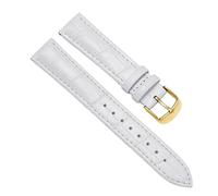 Chlikeyi Uhrenarmband aus echtem Leder, Rindsleder, Herren- und Damenuhren mit Dornschließe, Lederarmband, Weißes Gold, 17 mm