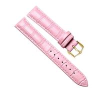 Chlikeyi Uhrenarmband aus echtem Leder, Rindsleder, Herren- und Damenuhren mit Dornschließe, Lederarmband, Roségold, 18 mm