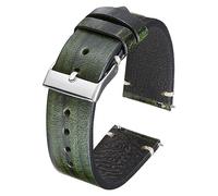 Chlikeyi Uhrenarmband aus Rindsleder mit Holzmaserungsmuster, 18-22mm, Schnellverschluss-Leder-Uhrenarmbänder, Grün, 18 mm